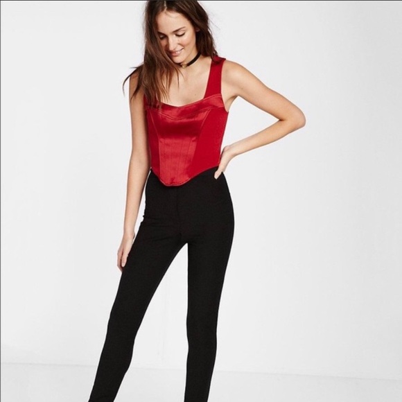 Express Tops - Express Zippered Sleeveless Red Formal Crop Top
